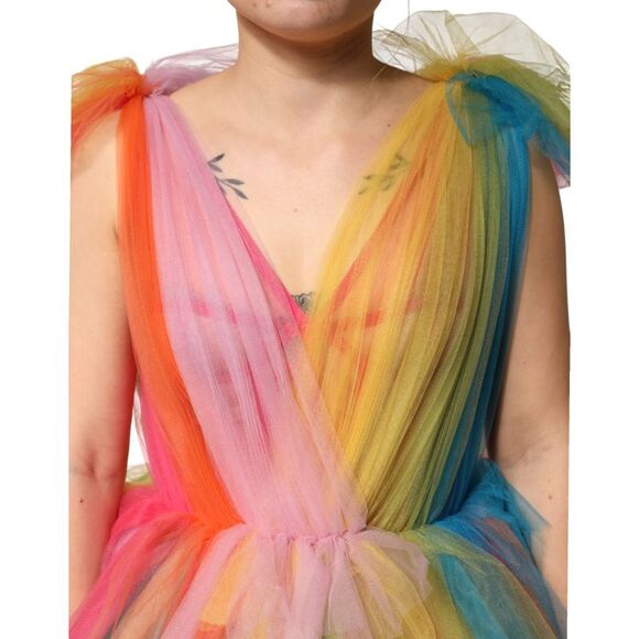 Dolce & Gabbana Multicolor Nylon Tiered Tulle Midi Women's Dress - Picture 4 of 5